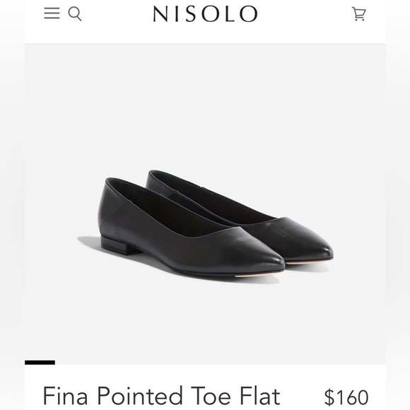Nisolo New in Box Black Fina Pointed Toe Leather Flats Size 10 - Picture 1 of 7